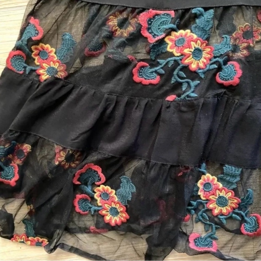 LOWEST PRICE NWOT For Love Lemons Small Black Embroidered Floral Boho Midi Dress - Picture 12 of 14